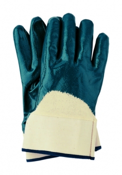 Nitril-Handschuhe mit Stulpe, blau, teilbeschichtet
