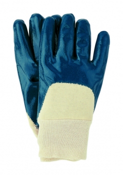 Nitril-Handschuhe mit Strickbund, blau, teilbeschichtet