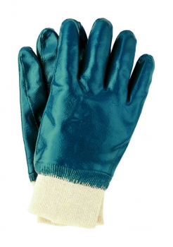 Nitril-Handschuhe mit Strickbund, blau, vollbeschichtet