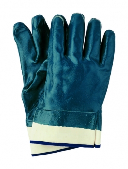Nitril-Handschuhe mit Stulpe, blau, vollbeschichtet