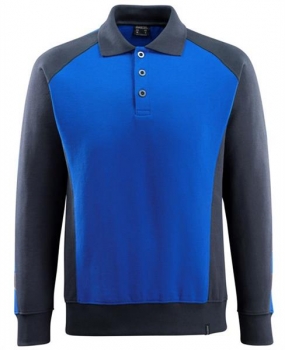 Polo-Sweatshirt MAGDEBURG Mascot UNIQUE kornblau-schwarzblau Frontansicht