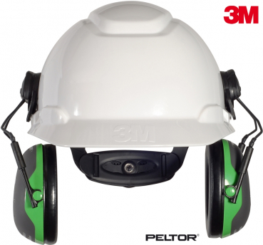 3M Peltor Kapselgehoerschuetzer X1P3E mit Helm Frontansicht