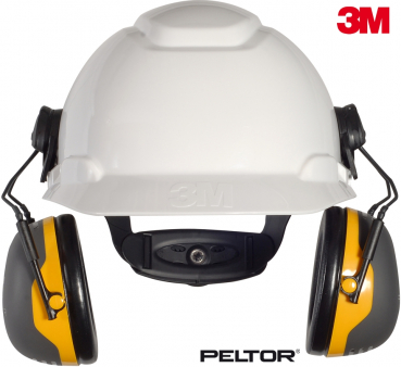3M Peltor X2P3E Gehoerschutzkapsel mit Helm Frontansicht