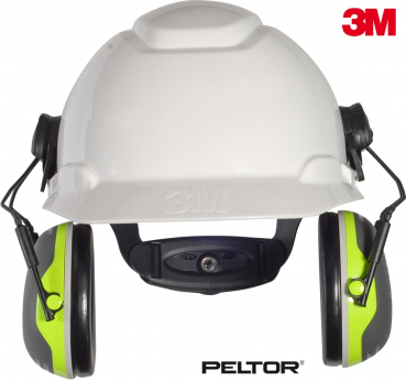 3M Peltor X4P3E Gehoerschutzkapsel mit Helm Frontansicht