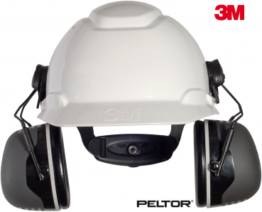 3M Peltor X5P3E Gehoerschutzkapsel mit Helm Frontansicht