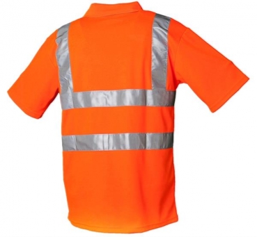 Planam Warnschutz Polo Shirt uni orange hinten