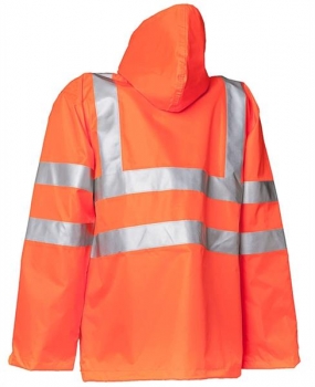 Planam Warnschutz Regenjacke uni orange hinten