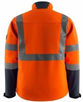 Warnschutz Winter-Softshelljacke KIAMA Mascot Safe Light hi-vis orange - schwarzblau Rückenansicht